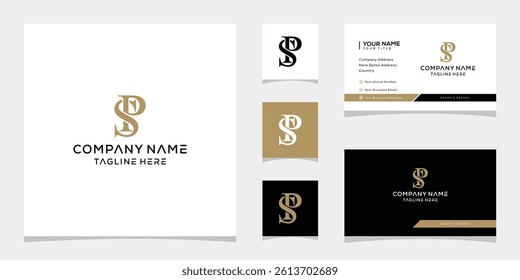 Creative letter SP PS serif font logo design vector template