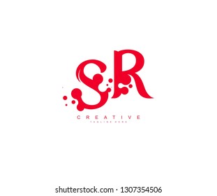 creative letter SR with dots shape trendy abstract logo design