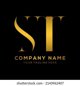  Creative letter st logo design.st gold color typography vector template design.