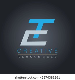 Letra creativa vector de diseño de logotipo T y C sobre fondo gris