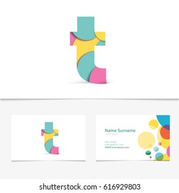 Creative Letter t design vector template on The Business Card Template. Abstract Colorful Alphabet .Friendly funny abc Typeface. Type Characters.Vector illustration.EPS10