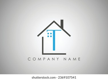 Creative letter T home logo design template.