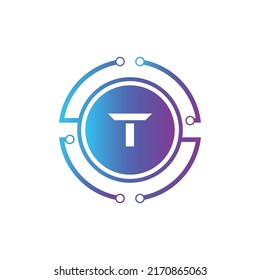 Creative Letter T logo design with point or dot symbol