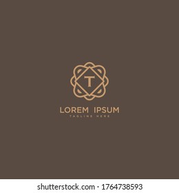 Diseño vectorial de icono del logotipo T de letra creativa. Logotipo de borde de joyería de lujo. Imprimir el símbolo de señal de marca de las iniciales del monograma.