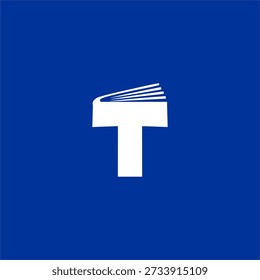 Creative letter T logo integrated with an open book icon. Clean professional vector design for educational apps, digital libraries, and online learning platforms.