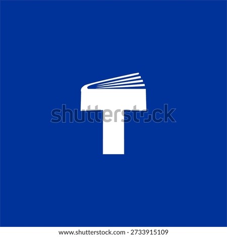 Creative letter T logo integrated with an open book icon. Clean professional vector design for educational apps, digital libraries, and online learning platforms.
