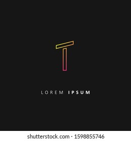 Creative letter T Logo. neon color style. design vector logotype illustration template