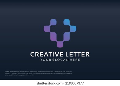 creative letter T modern digital technology logo