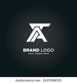 Creative Letter A and T Monogram Logo with Black Background.