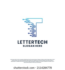creative letter T tech, science, lab, data computing logo design for your business identity