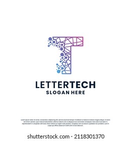 kreative Buchstaben-T-Technik, Wissenschaft, Labor, Design des Data-Computing-Logos für Ihre Unternehmensidentität