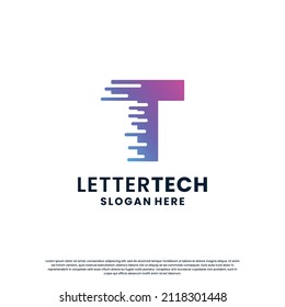 carta creativa Tecnología T, ciencia, laboratorio, diseño de logotipo de informática de datos para su identidad empresarial