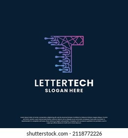 creative letter T tech, science, lab, data computing logo design for your business identity