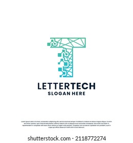 creative letter T tech, science, lab, data computing logo design for your business identity