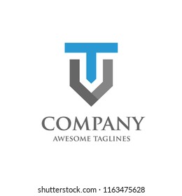creative letter t and v logo vector concept