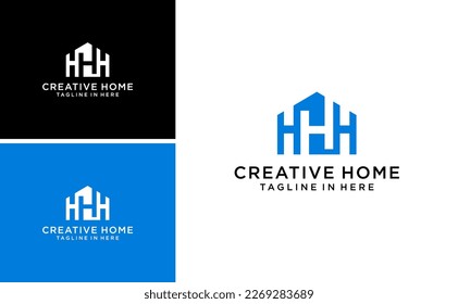 creative letter triple H logo with house vector template