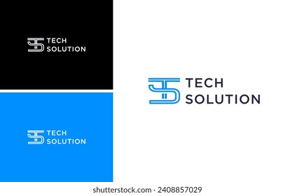 creative letter TS or ST logo design  with tech technology concept template