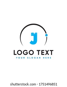 Plantilla de logotipo de tipo de letra creativa J, logotipo de vectores para empresas comerciales y tecnológicas 