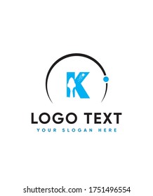Creative letter type K logo template, Vector logo for business and technology corporations 