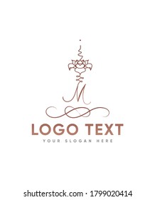 Creative letter type M logo template,  striving on the path to Spiritual growth and development, connection with the spiritual realm and help of higher powers