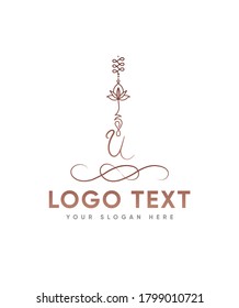 Creative letter type U logo template,  striving on the path to Spiritual growth and development, connection with the spiritual realm and help of higher powers