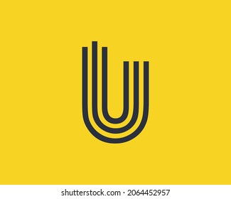 Creative letter U graphic lines alphabet icon logo design