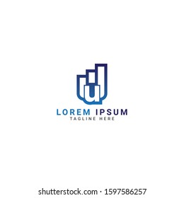 Creative Letter U and Growth Symbol Logo Template. Graph Chart and U letter Vector Design. Finance illustration