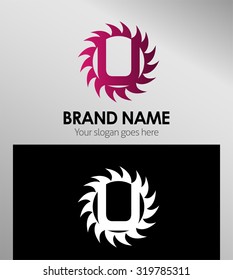 Creative letter U icon. Sun logo concept

