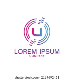 Creative Letter U logo design with point or dot symbol