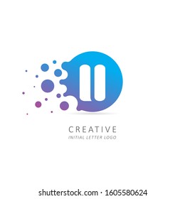 Creative Letter U Logo with Dots. Design Vector Illustration Template