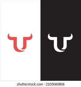 Creative Letter U Logo. Vorlage für das Design des Vectorlogos im Bull-Brief des Horns