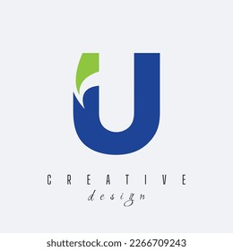 Logotipo de letra creativa U con líneas principales y diseño de carreteras con diseño geométrico. Ilustración vectorial con letras y líneas y cortes creativos