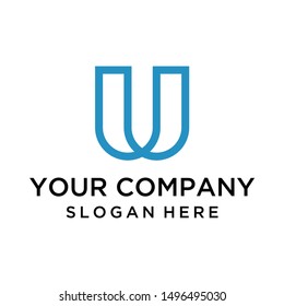 Creative letter U logo with line art style for business company