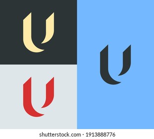 Creative letter U logo vector template. Abstract initial letter symbol. Alphabet symbol for business, industry, company, corporate. Eps 10. Shadow concept