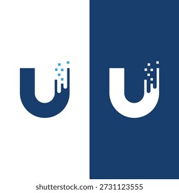 Creative Letter U Technology Logo Design Icon Stock Vector.