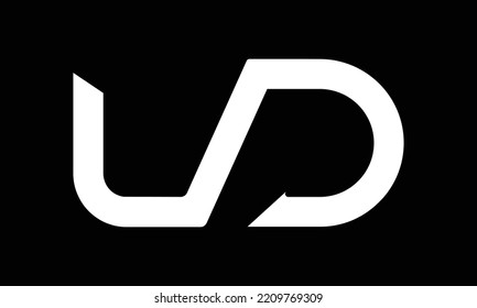 Creative Letter UD Monogram Logo Design Icon Template White and Black Background Free Vector