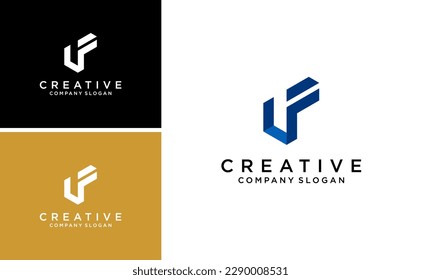 creative letter UF or FU logo design with abstract vector