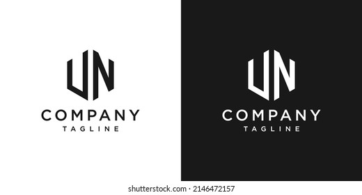 Carta creativa Monograma ONU Modelo de icono Diseño Fondo blanco y negro