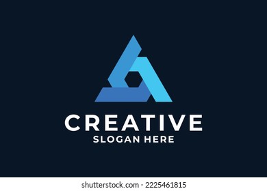 Carta creativa A con diseño de logotipo de concepto único.