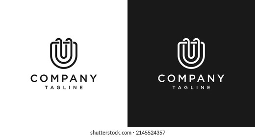 Creative Letter UU Monogram Logo Design Icon Template White and Black Background