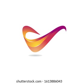 Creative letter V 3d vector logo design.