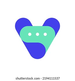 Creative letter V chat bubble logo design