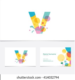 Creative Letter V design vector template on The  Business Card Template. Abstract Colorful Alphabet .Friendly funny ABC Typeface. Type Characters Logotype symbols.Abstract Colorful Alphabet 
