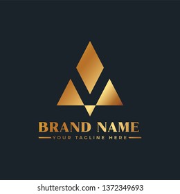 Creative letter a and v gold logo vector template logo design