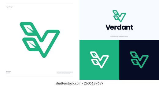Creative letter V leaf logo icon design vector element editable, Modern symbol initial V geometric leaves, Sign V fresh logo design for global nature, agriculture. and brand identity business.