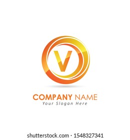 Creative letter V logo with circle element