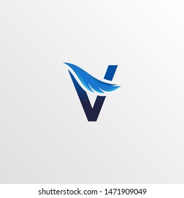 Creative Letter V Logo Design with Feather Graphic