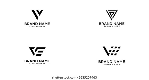 Diseño creativo del logotipo de la letra V con concepto moderno