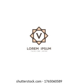 Creative letter V logo icon vector design. Luxury jewelry frame gem edge logotype. Print monogram initials stamp sign symbol.