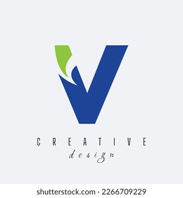 Creative letter V logo with leading lines and road concept design with geometric design. Vector Illustration with letter and creative cuts and lines